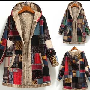 Colorful Patchwork Teddy Jacket